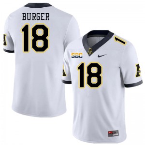 Men Ryan Burger White Appalachian State Mountaineers #18 Jersey 997698-465