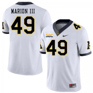 Men Randy Marion III White Appalachian State University #49 Jersey 214736-170