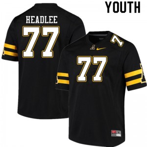 Youth Josh Headlee Black Appalachian State University #77 Jersey 478155-447