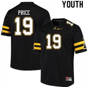 Youth Mike Price Black Appalachian State #19 Jersey 239696-164
