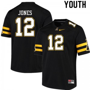 Youth Steven Jones Black Mountaineers #12 Jersey 286119-792