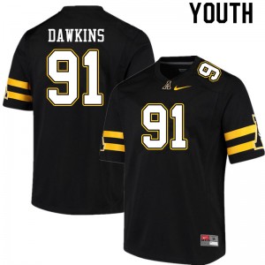 Youth Tommy Dawkins Black Appalachian State Mountaineers #91 Jersey 755406-259
