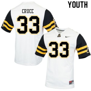 Youth Logan Cruce White Appalachian State #33 Jersey 250353-394