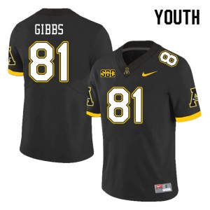 Youth Miller Gibbs Black Appalachian State #81 Jersey 226508-748