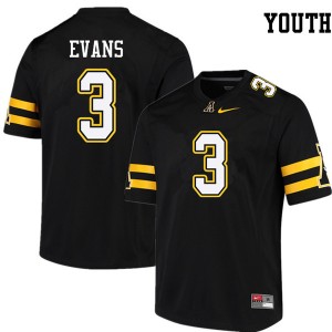 Youth Darrynton Evans Black Appalachian State #3 Jersey 130466-687