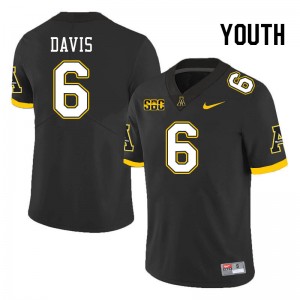 Youth Dashaun Davis Black Appalachian State #6 Jersey 783270-467