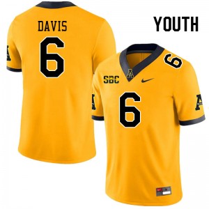 Youth Dashaun Davis Gold Appalachian State Mountaineers #6 Jersey 178457-230