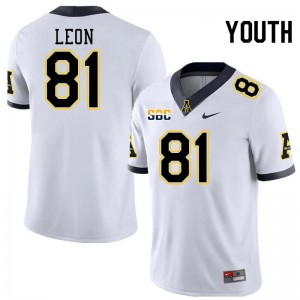 Youth Jose Leon White Appalachian State Mountaineers #81 Jersey 206069-161