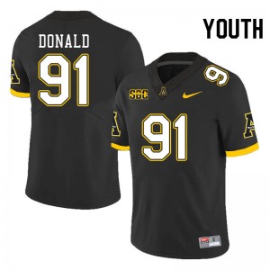 Youth Joshua Donald Black Appalachian State #91 Jersey 412005-259