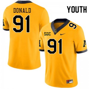 Youth Joshua Donald Gold Appalachian State #91 Jersey 228299-560