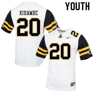 Youth Nathan Kibambe White Appalachian State Mountaineers #20 Jersey 352004-219