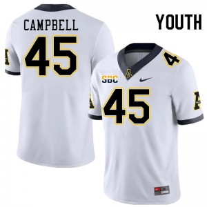 Youth Nick Campbell White Appalachian State Mountaineers #45 Jersey 156631-473