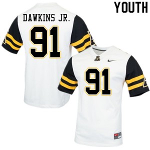 Youth Tommy Dawkins Jr. White Appalachian State #91 Jersey 945303-854