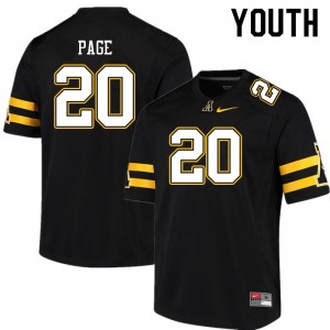 Youth Tyler Page Black Appalachian State #20 Jersey 620108-773
