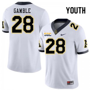 Youth Zyeir Gamble White Appalachian State Mountaineers #28 Jersey 964630-251