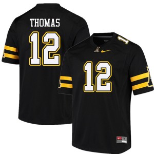 Men Zac Thomas Black Appalachian State #12 Jersey 785667-516